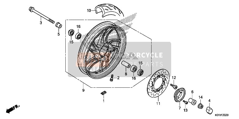 Honda SH125A 2014 Rueda delantera para un 2014 Honda SH125A